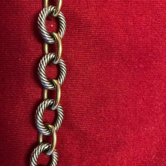 David Yurman 18K Yellow Gold & Silver 18mm Oval Links Bracelet 8 Inches - Picture 10 of 12